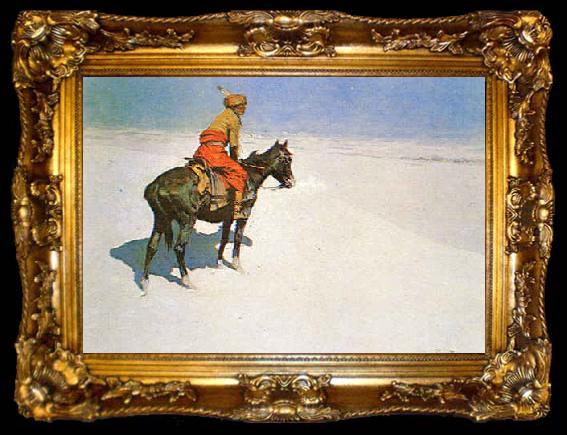 framed  Frederick Remington The Scout : Friends or Enemies, ta009-2